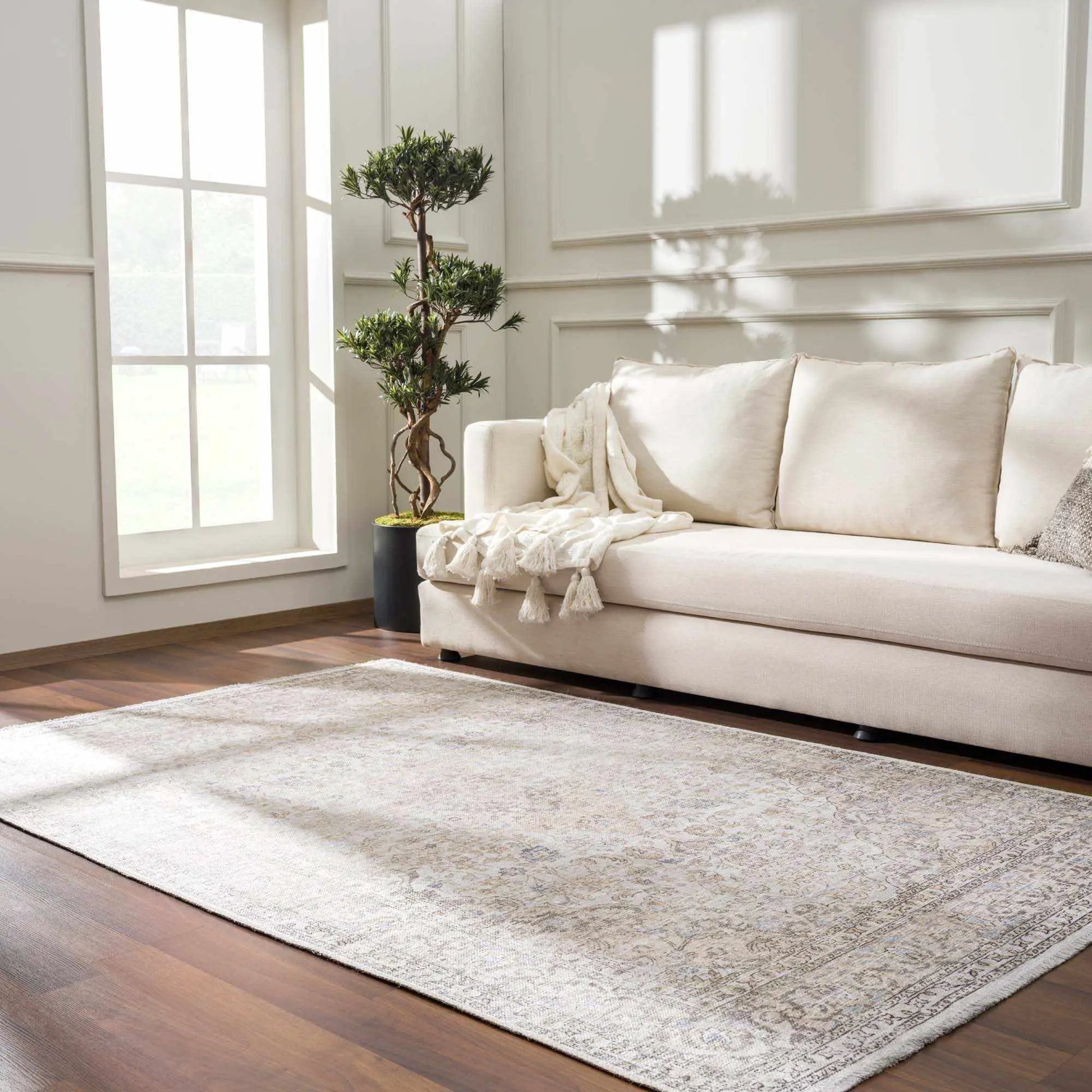 Cream Holi-2301 Washable Area Rug from PriceLows™