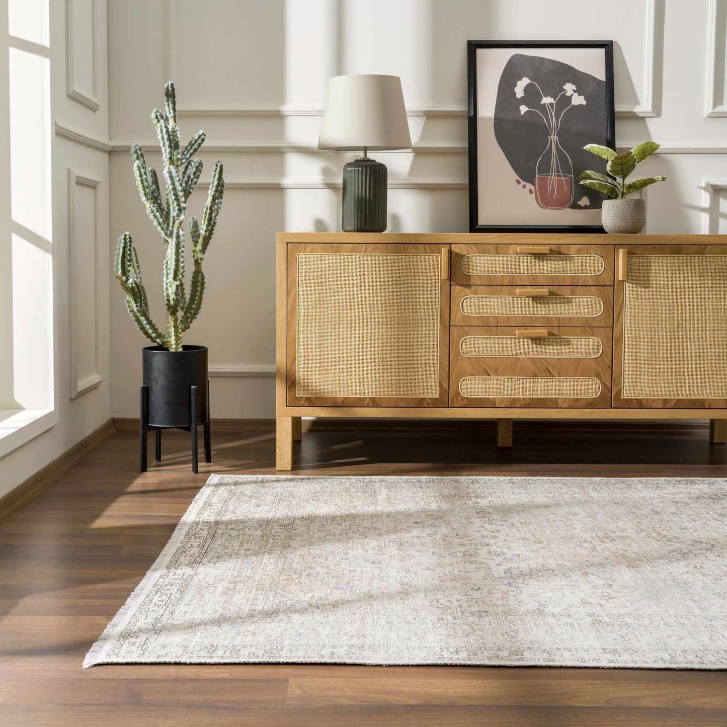 Cream Holi-2301 Washable Area Rug from PriceLows™