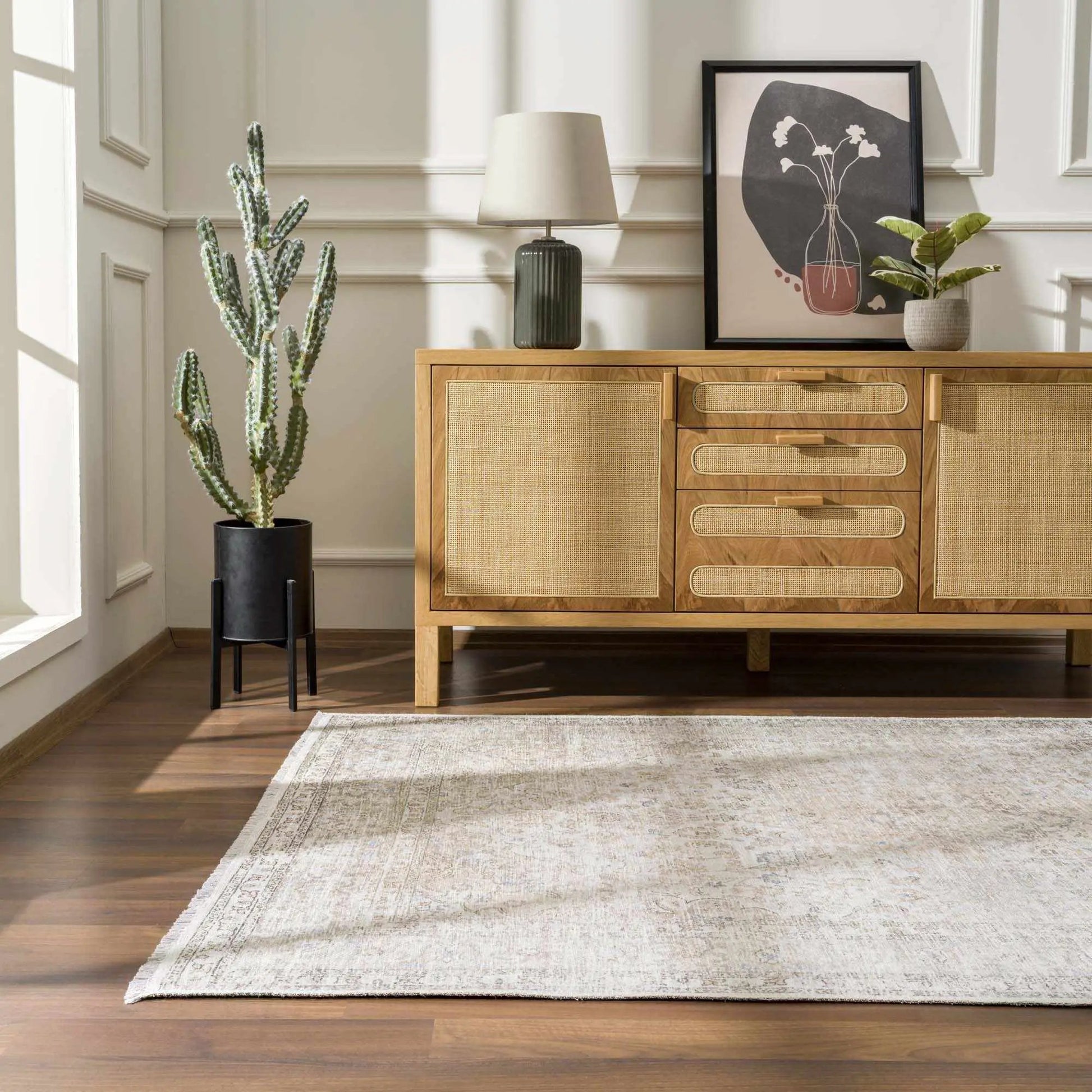 Cream Holi-2301 Washable Area Rug from PriceLows™