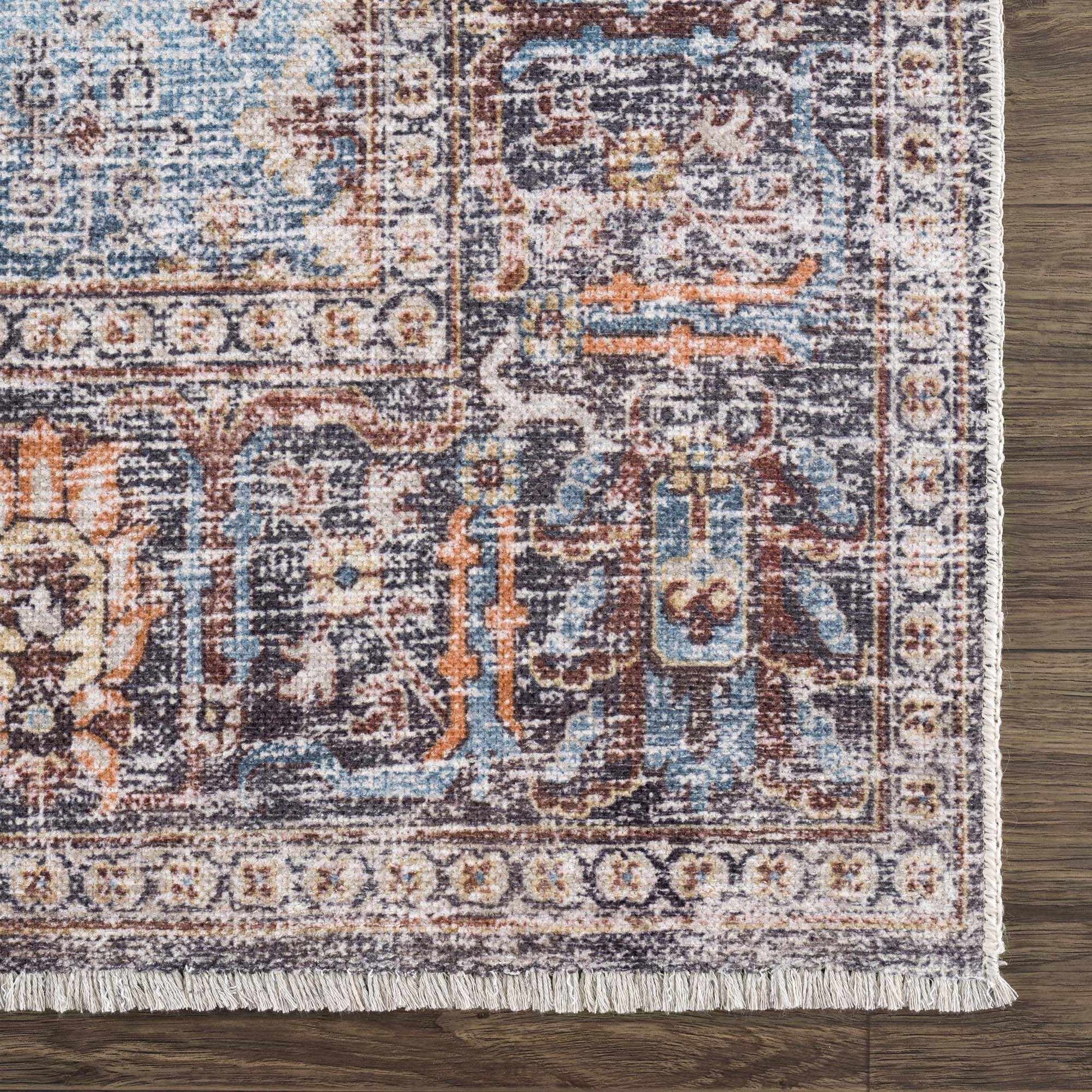 Blue Burgundy Holi-2302 Washable Area Rug from PriceLows™