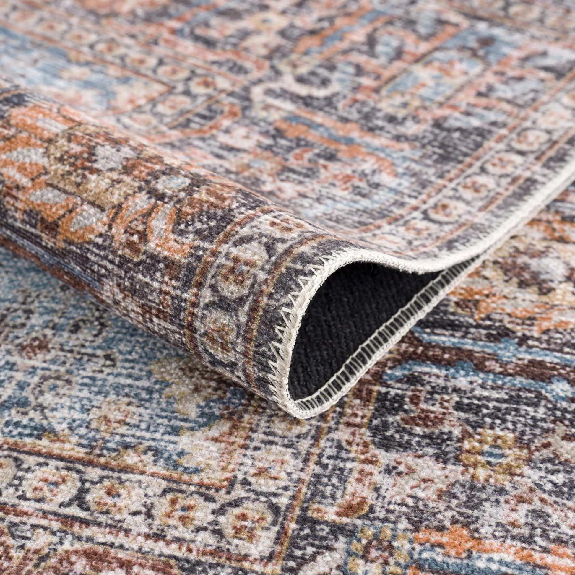 Blue Burgundy Holi-2302 Washable Area Rug from PriceLows™