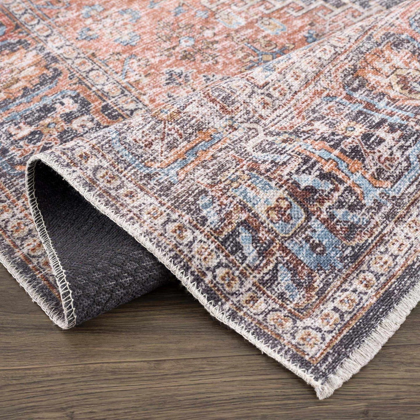 Blue Burgundy Holi-2302 Washable Area Rug from PriceLows™