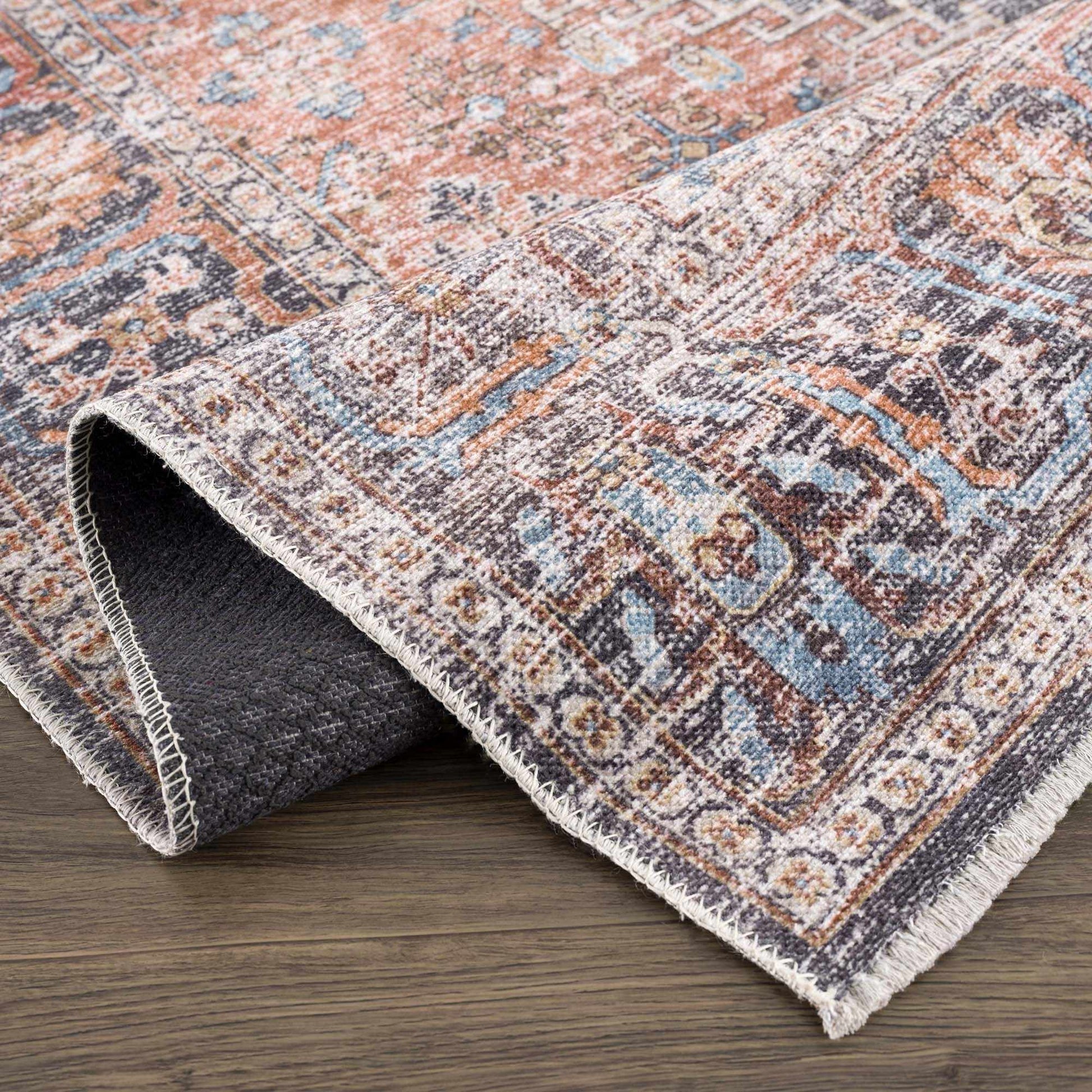 Blue Burgundy Holi-2302 Washable Area Rug from PriceLows™