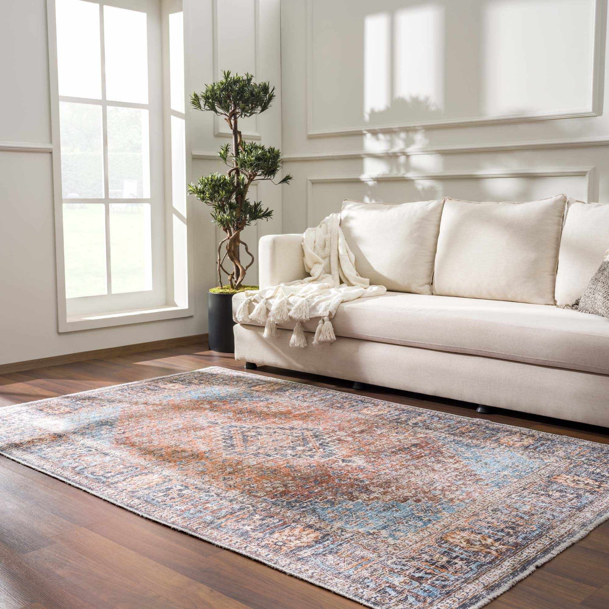 Blue Burgundy Holi-2302 Washable Area Rug from PriceLows™
