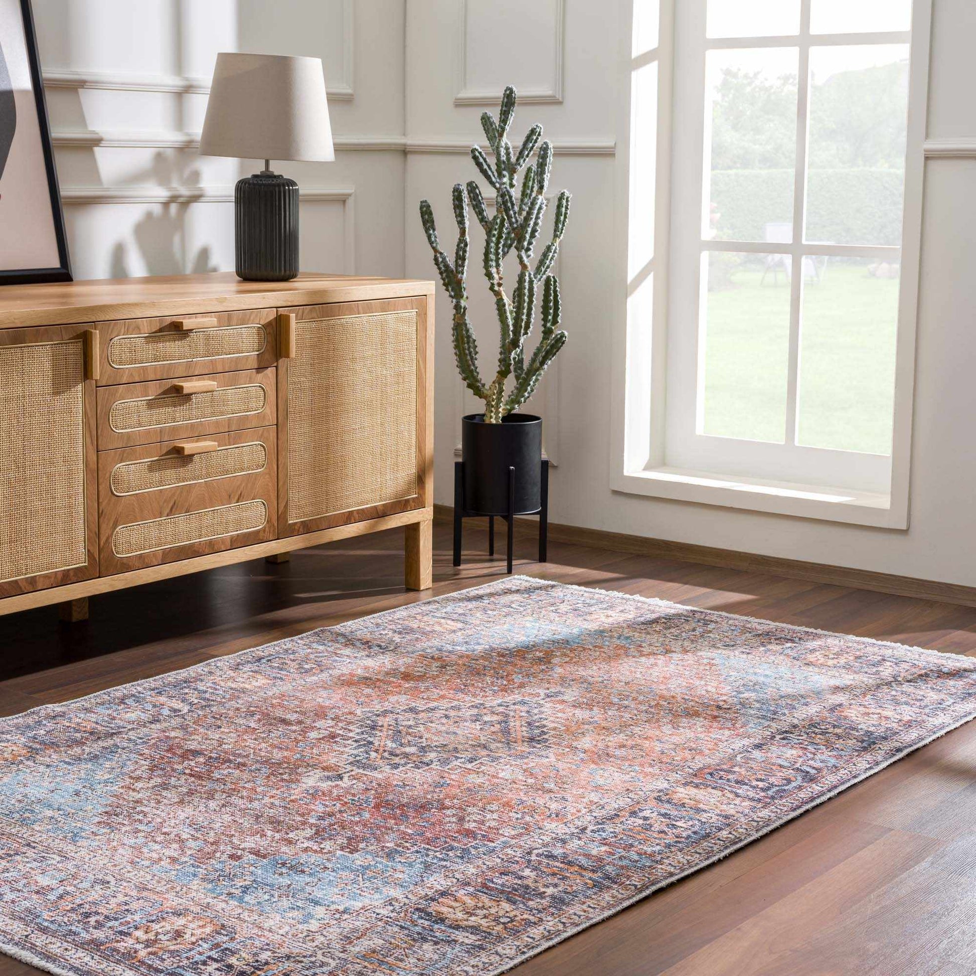 Blue Burgundy Holi-2302 Washable Area Rug from PriceLows™