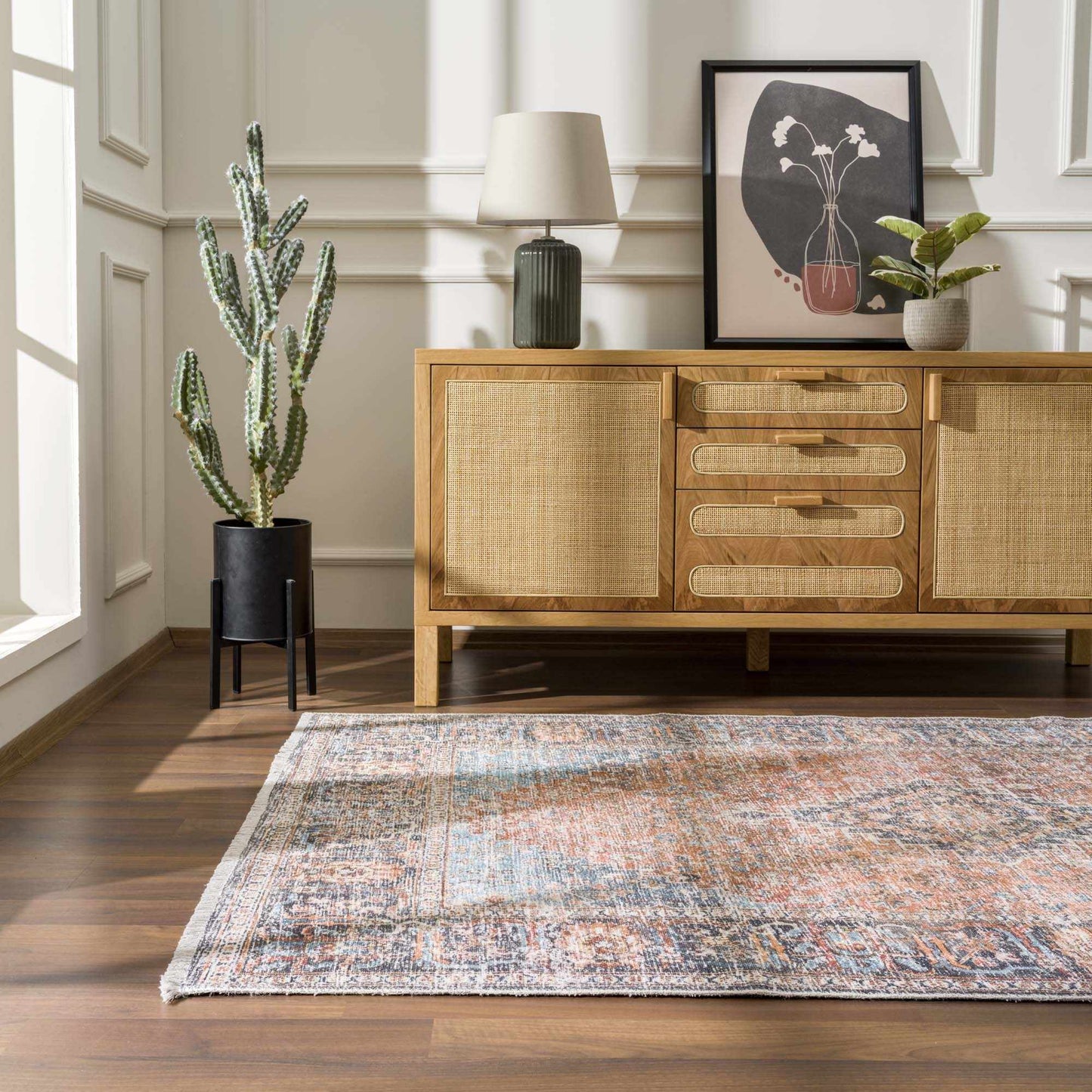 Blue Burgundy Holi-2302 Washable Area Rug from PriceLows™