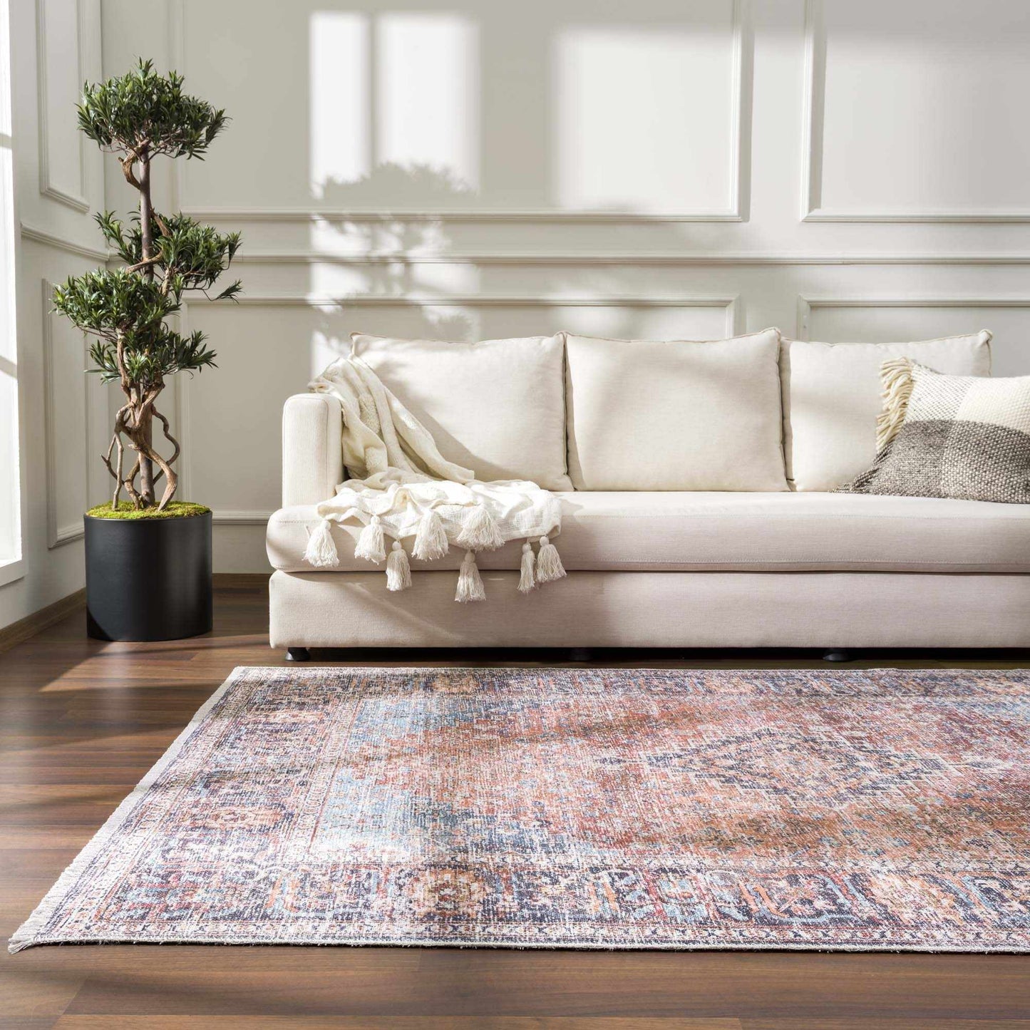 Blue Burgundy Holi-2302 Washable Area Rug from PriceLows™