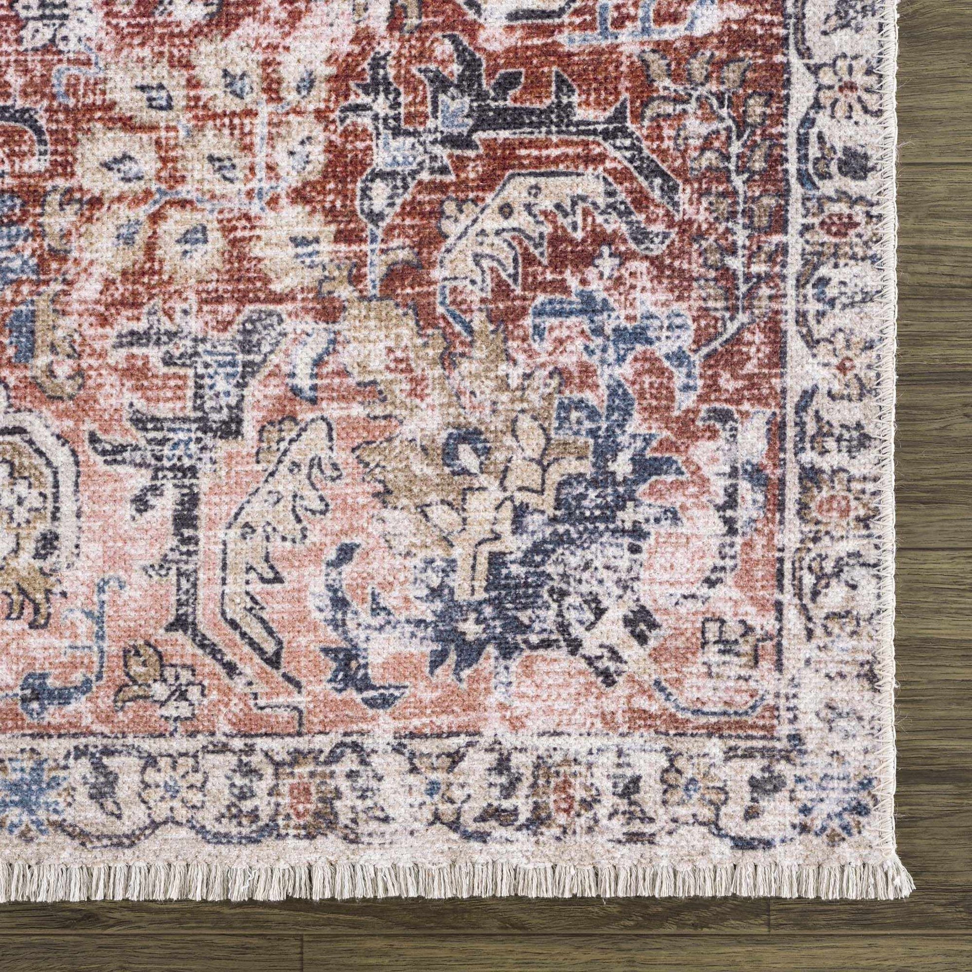 Burgundy Holi-2303 Washable Area Rug from PriceLows™