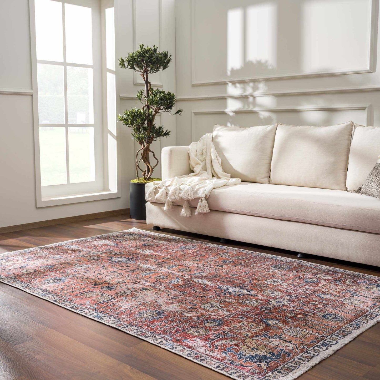 Burgundy Holi-2303 Washable Area Rug from PriceLows™