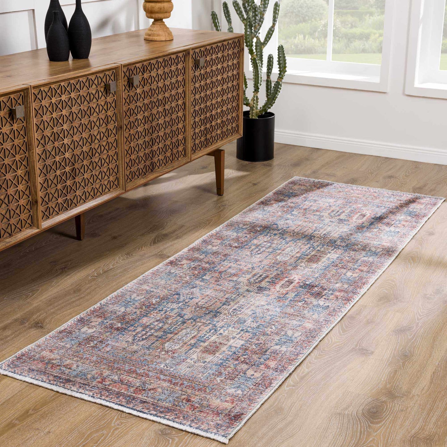 Burnt Orange Holi-2300 Washable Area Rug from PriceLows™