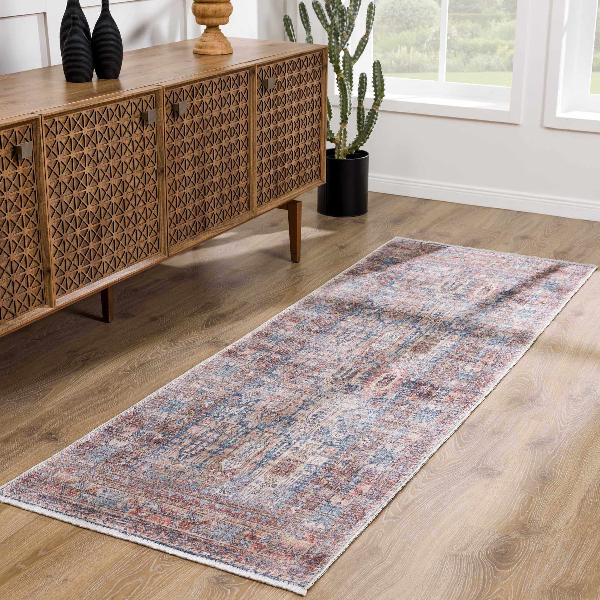 Burnt Orange Holi-2300 Washable Area Rug from PriceLows™