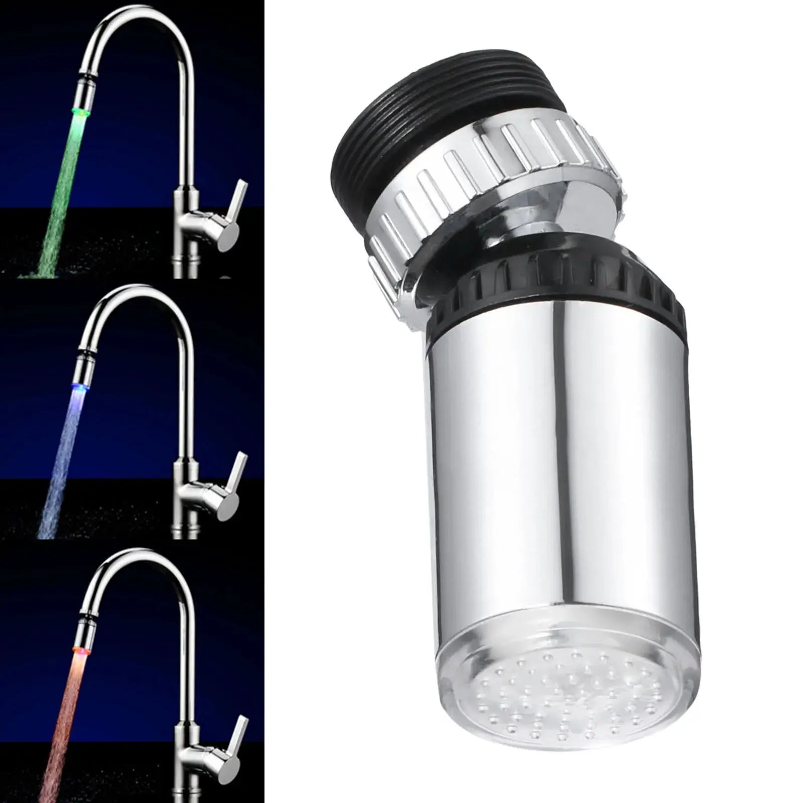LED Water Faucet Light 3 Colorful Changing Glow Shower Head Kitchen Tap Faucet Light Temperature Sensor 22mm Internal thread from PriceLows™