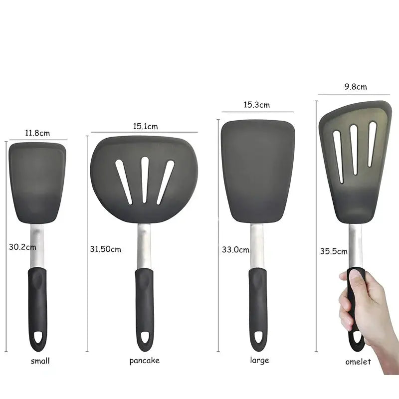 LMETJMA Silicone Turner Spatula Set Heat Resistant Extra Large Wide Flexible Spatulas Rubber Turners Cooking Utensils Set KC0144 from PriceLows™