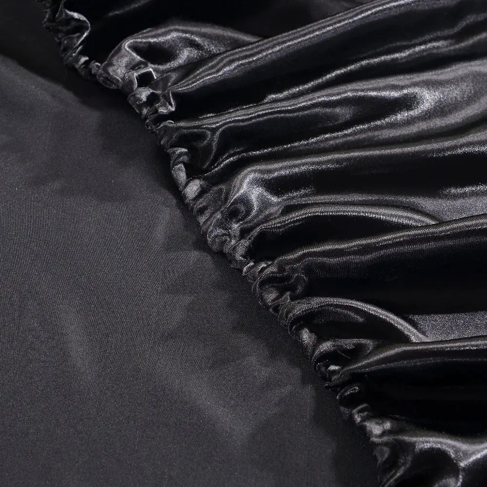 Satin Fitted Sheet | Pure Polyester | Solid Color | Queen