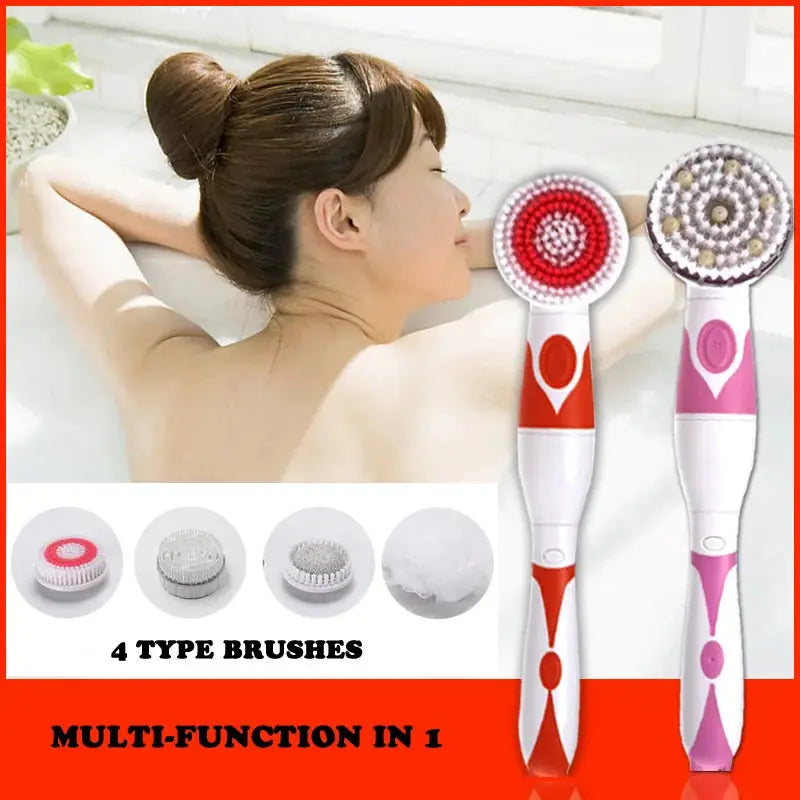 Electric Bath Brush | Long Handle Battery Powered 4 In 1 | Waterproof