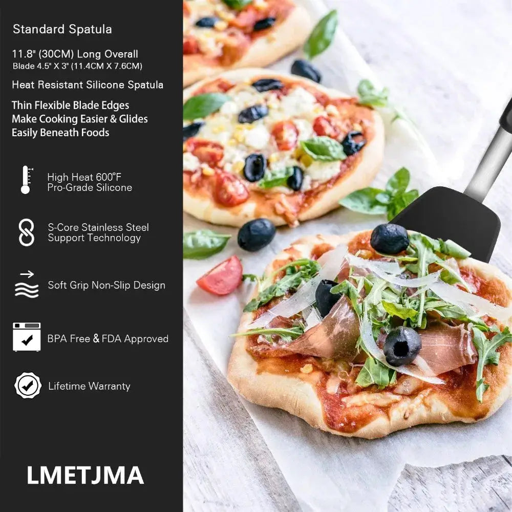 LMETJMA Silicone Turner Spatula Set Heat Resistant Extra Large Wide Flexible Spatulas Rubber Turners Cooking Utensils Set KC0144 from PriceLows™
