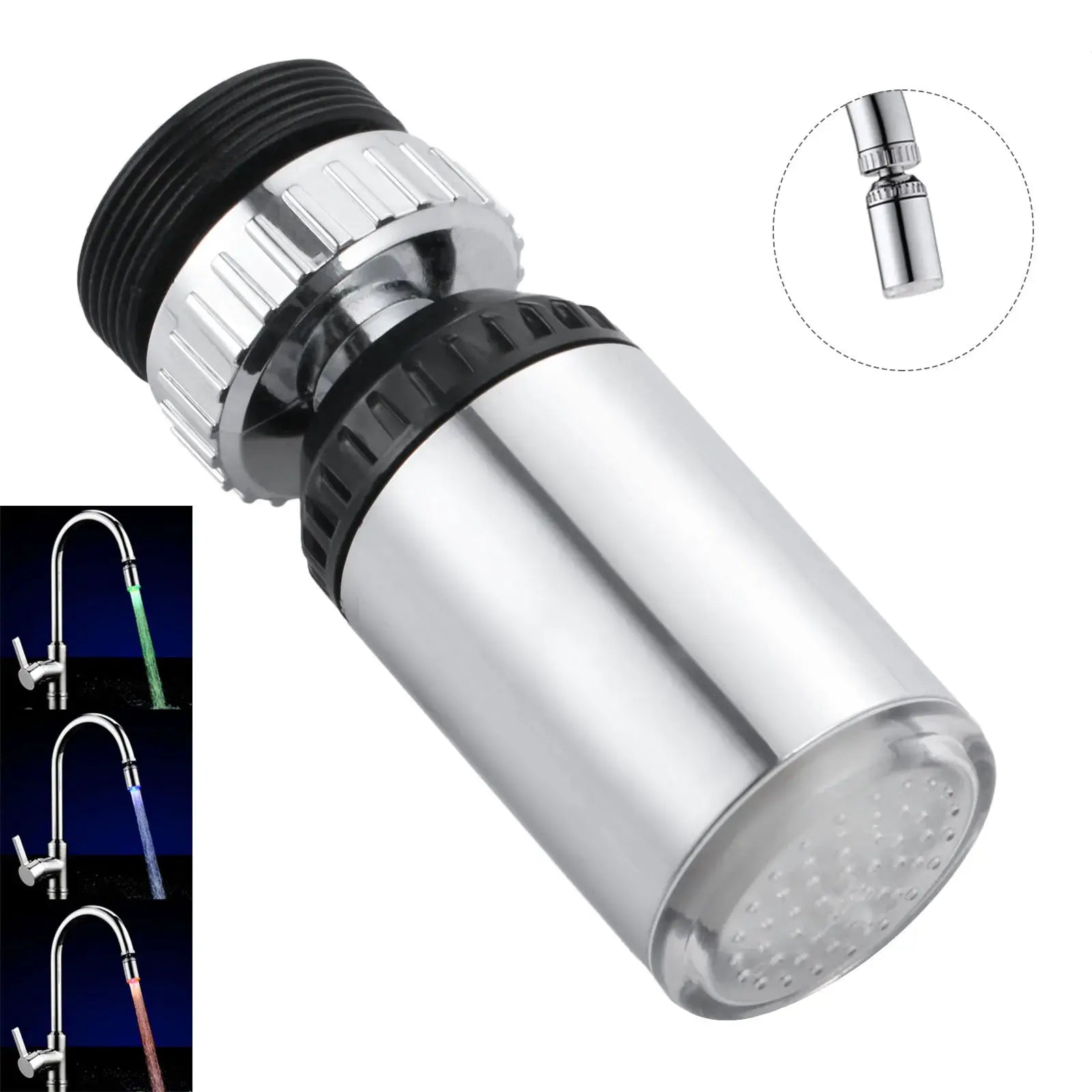 LED Water Faucet Light 3 Colorful Changing Glow Shower Head Kitchen Tap Faucet Light Temperature Sensor 22mm Internal thread from PriceLows™
