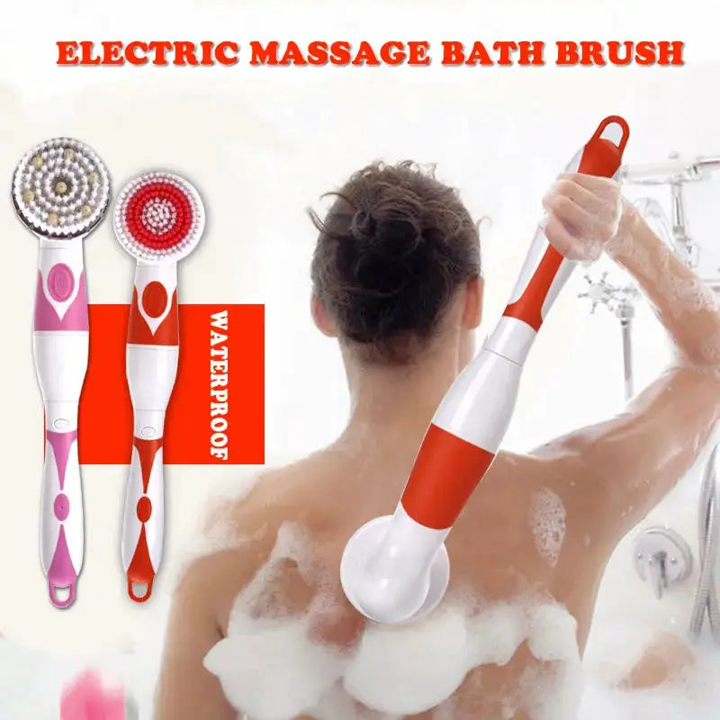 Electric Bath Brush | Long Handle Battery Powered 4 In 1 | Waterproof