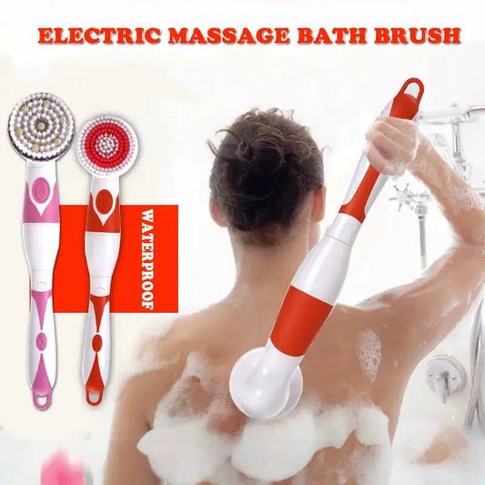 Electric Bath Brush | Long Handle Battery Powered 4 In 1 | Waterproof