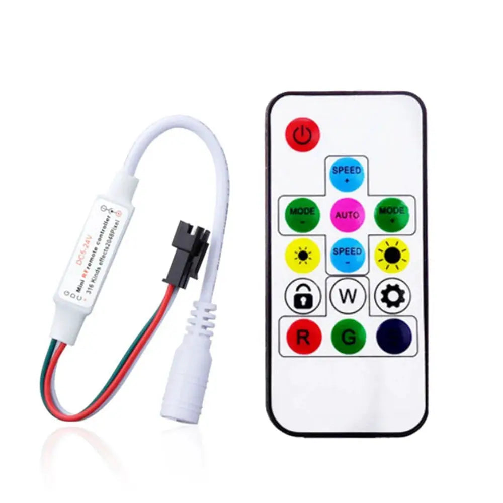WS2811 WS2812B Led Pixels Strip Light Controller WS2812 USB/DC MINI 3Keys RF 14/17/21Keys Led Tape Remote Controller DC5-24V from PriceLows™
