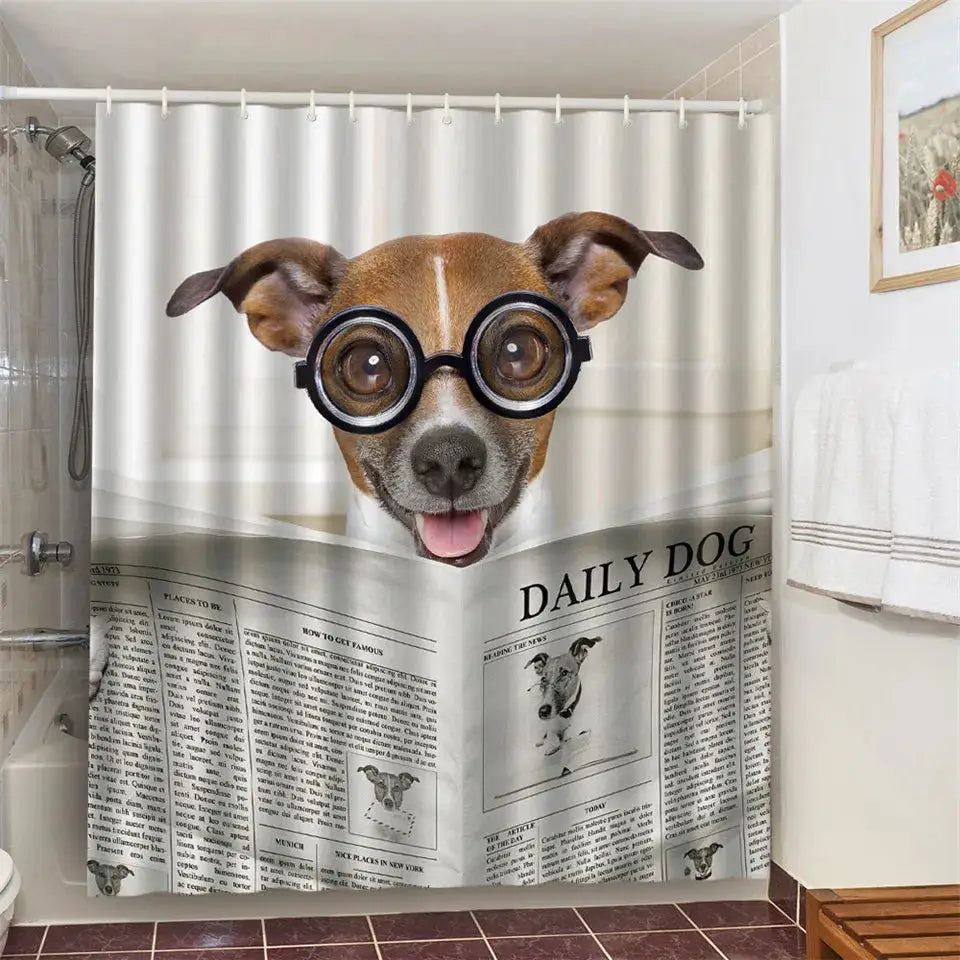 Cat Brushing Teeth Shower Curtain Bathroom Product Waterproof Durable Polyester Fabric Room Decoration cortinas With 12pcs Hooks from PriceLows™