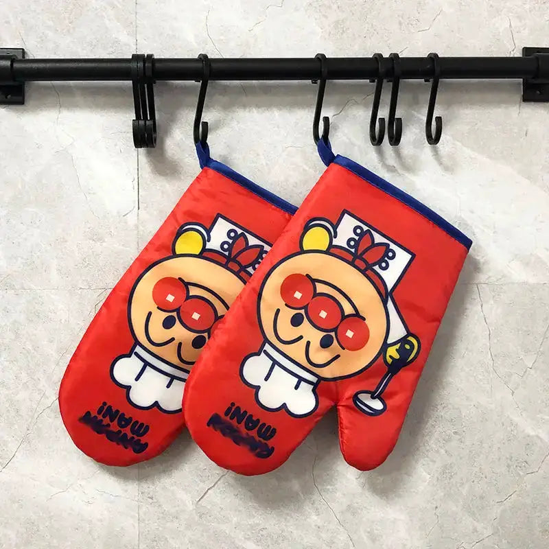 Oven Gloves | Cartoon Anpanman Print | Double Sided Heat Insulation | One Size