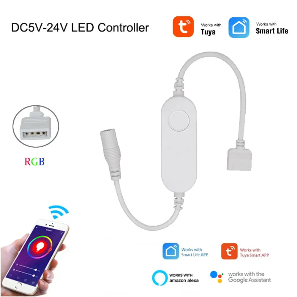 WiFi Smart Mini Led Controller DC 5V 12V 24V RGBW RGBWW RGB+CCT RGB Strip Controller TUYA Smart Life APP Echo Plus Voice Control from PriceLows™