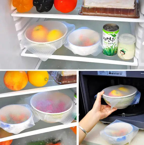 Reusable Silicone Food Wraps | Stretch Seal Fit | Heat Resistant | 4 Piece Set❌❌