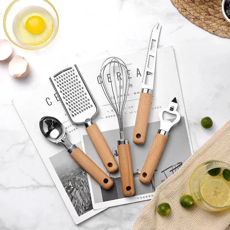 Cooking Utensils Set | Silicone | Wooden Handles | Assorted Colors