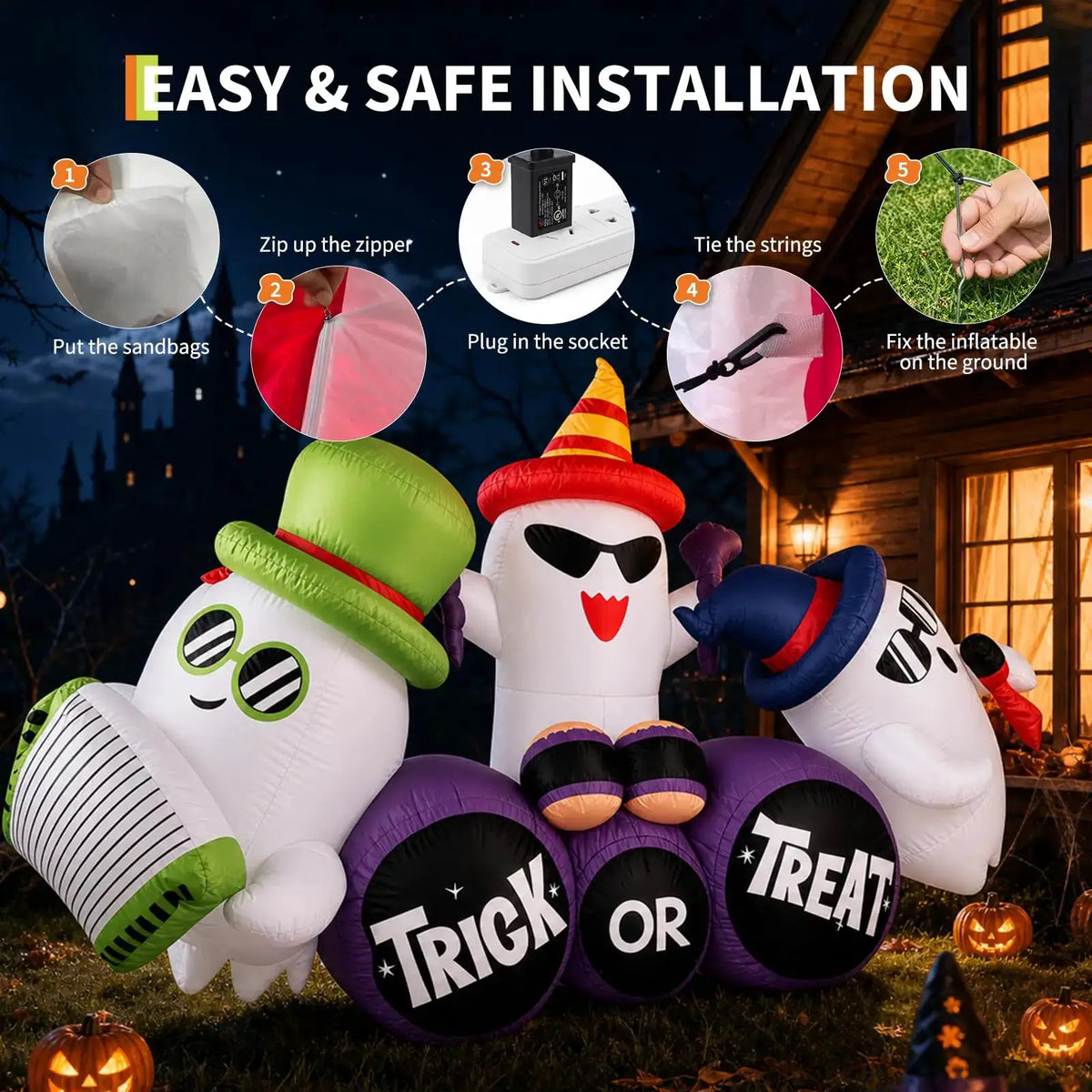 Halloween Ghost Band Inflatable | 8 Ft Tall | PriceLows™