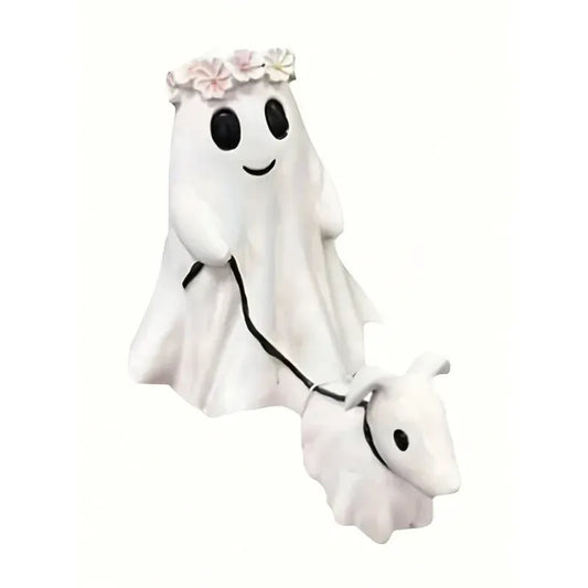 2025 Halloween Ghost Dog Walking Statue, Spooky Figurine for Holiday Decor, Indoor/Outdoor Ornament, Gift from PriceLows™