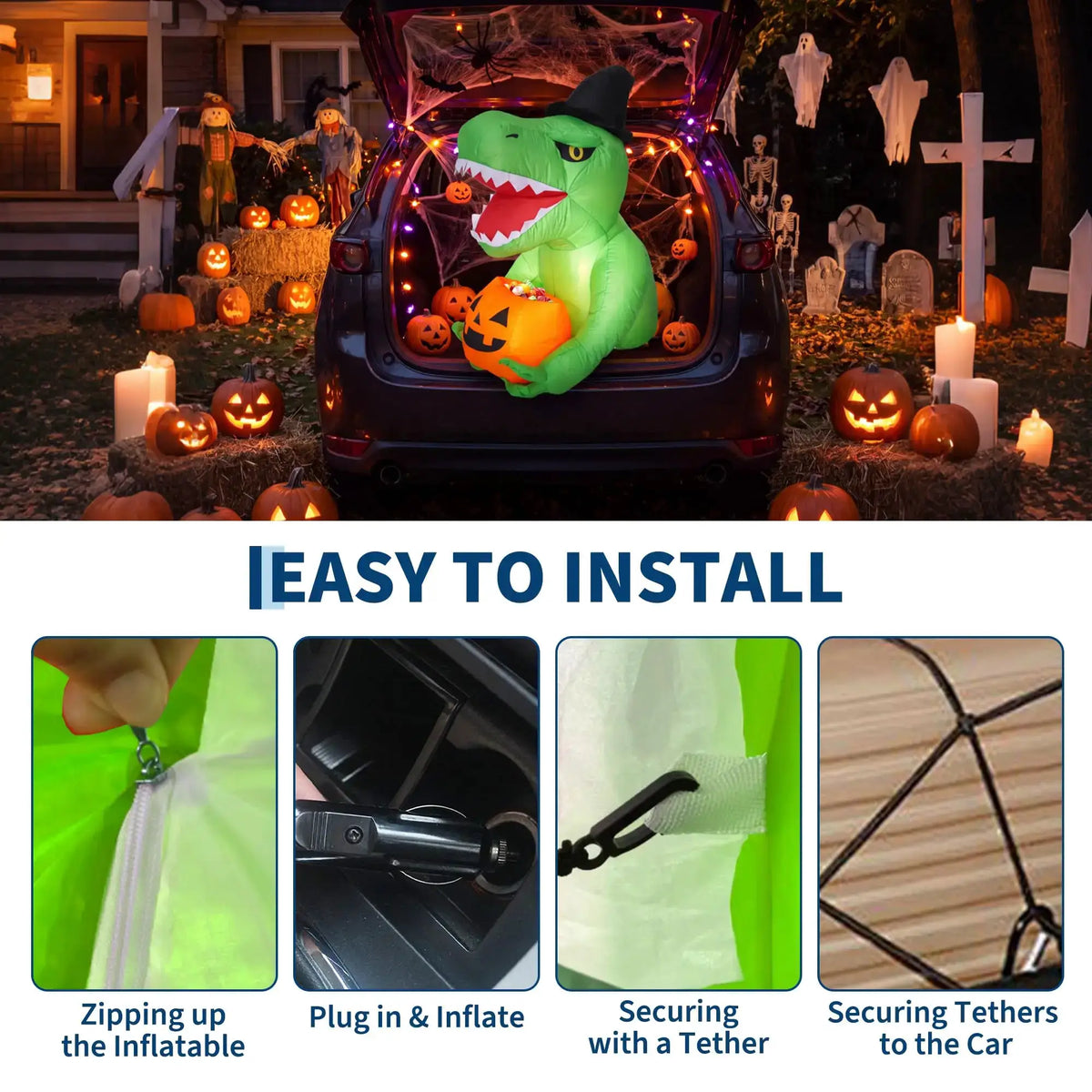 Halloween Inflatable Dinosaur | 4.5ft LED | PriceLows™