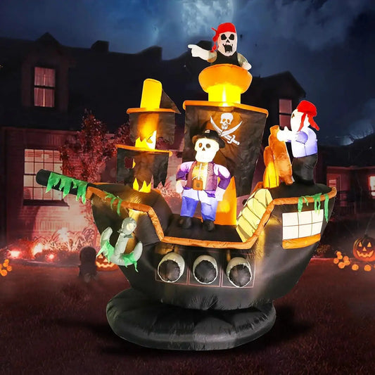 Halloween Inflatable Pirate Ship | 7 Ft Tall | PriceLows™