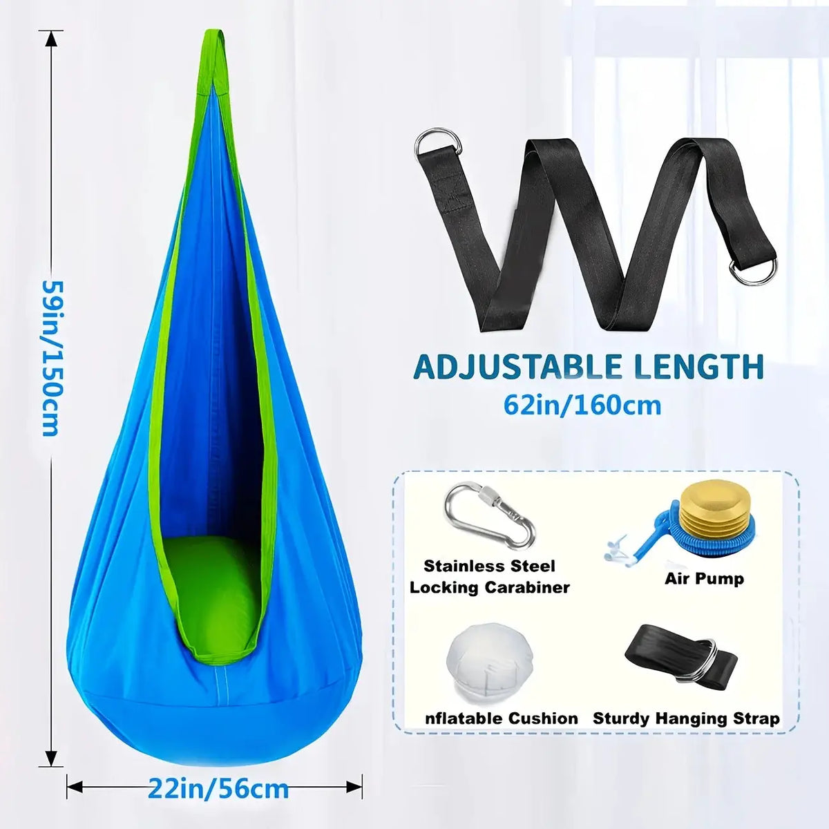 Hammock Chair Indoor Outdoor | 264 Lb Capacity | Pillow Included | Storage Bag from PriceLows™