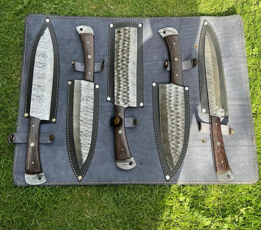 Hand Forged Damascus steel kitchen chef knives set | Damascus Steel | Kitchen Knife | Home