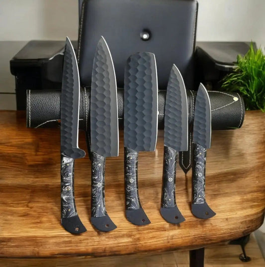 Handcrafted Kitchen Knives Set - Forged Steel Blades with Resin Handle | Stainless Steel | Home Use | Home