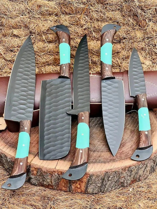 Handcrafted Knife Set 8" Forged Stainless Steel Blade with Wenge Wood & Resin Handle | 8 Inch | Stainless Steel | Kitchen knives set