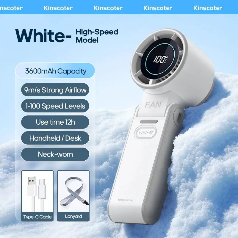 Handheld Fan | 3600mAh Battery | Foldable Portable | 100 Speed Levels from PriceLows™