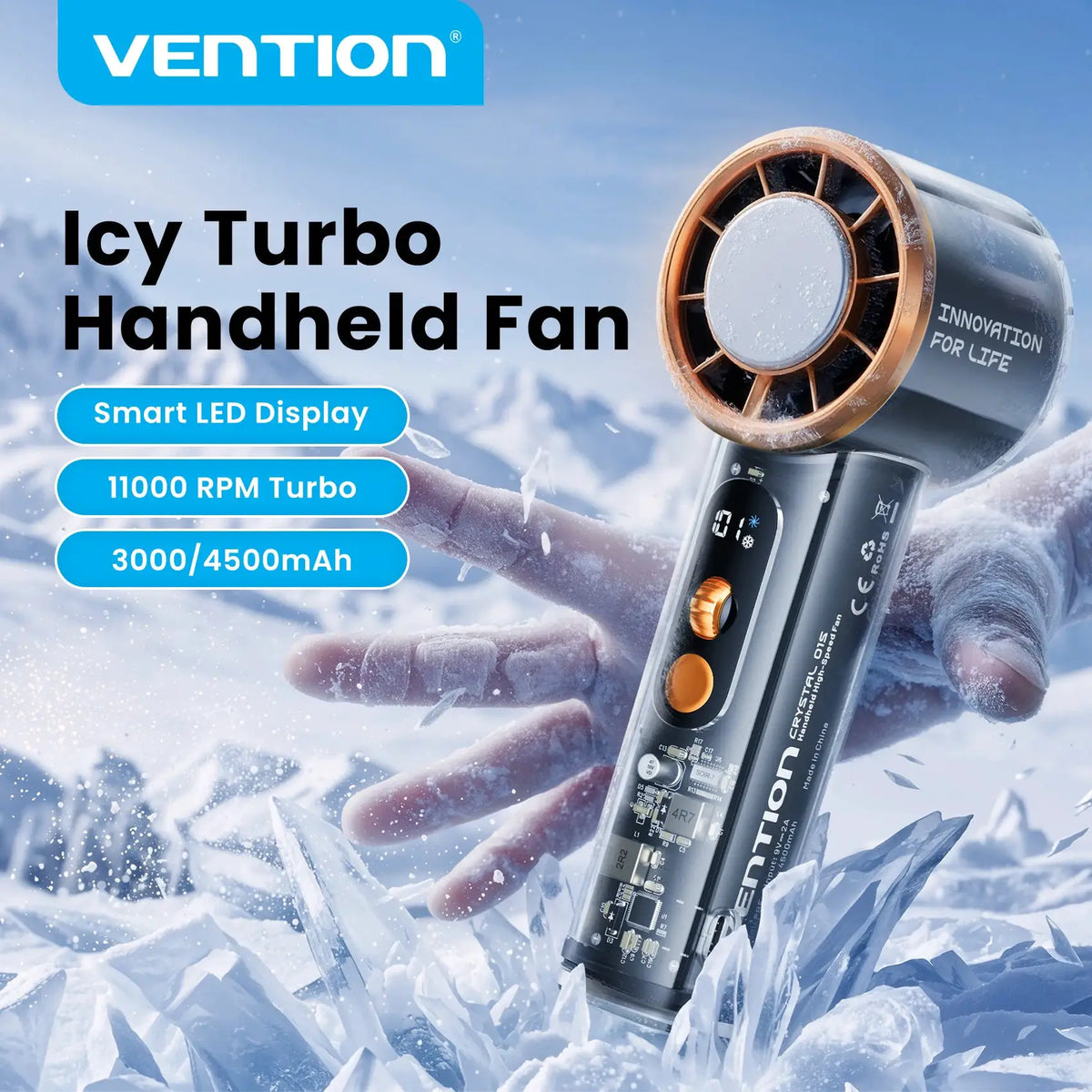 Handheld Fan | 11000 RPM | LED Digital Display | Portable Outdoor from PriceLows™