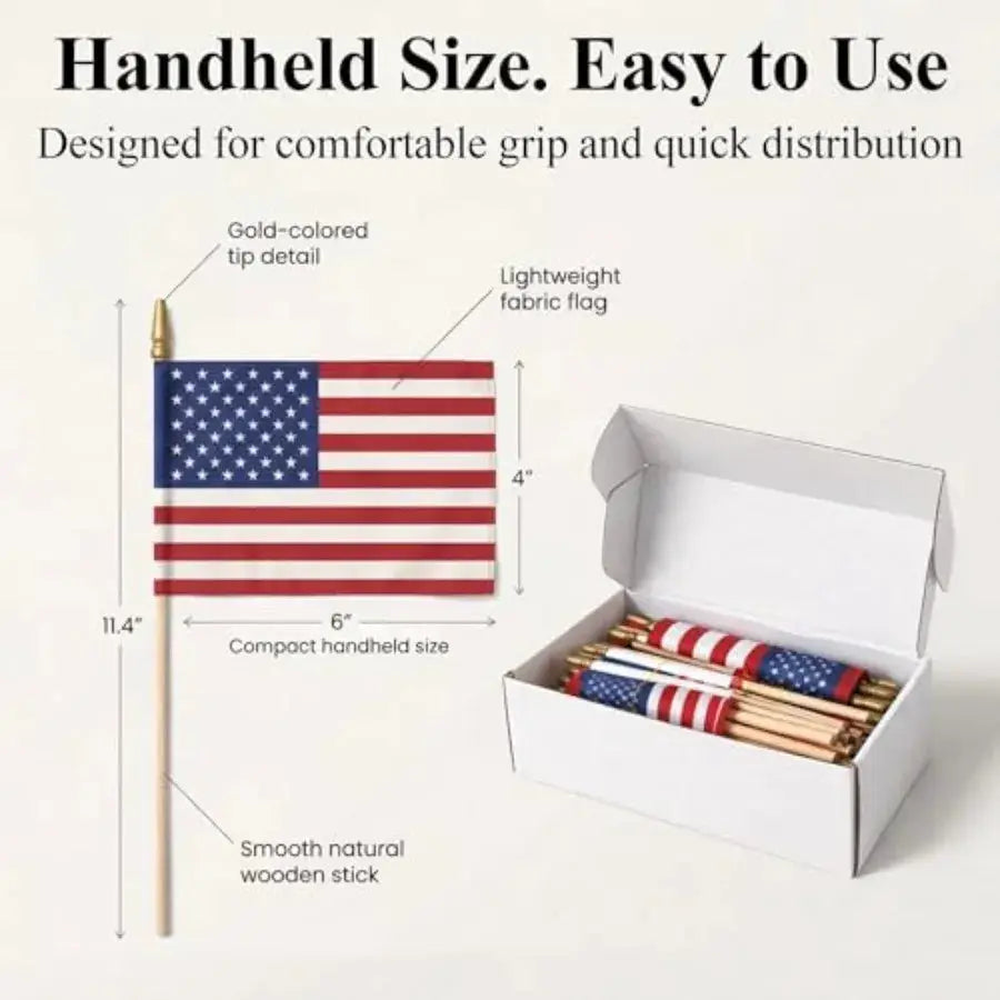 Handheld Flags - Mini US Flags on Stick Bulk Small American Banner for Parades Events Celebrations Festivals Patriotic Holidays from PriceLows™