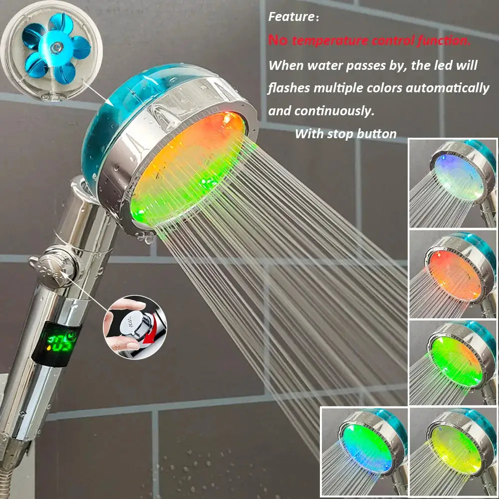 High Pressure Led Shower Head One Key Stop Button Digital Display Screen Black Handheld Shower Temperature Sensor Shower Head from PriceLows™