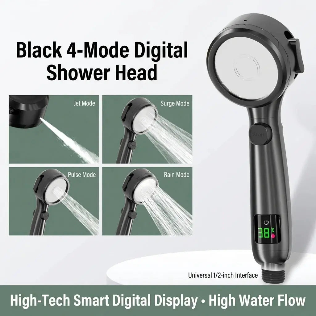 Handheld Shower Head | 4 Speed Modes | LED Temperature Display from PriceLows™