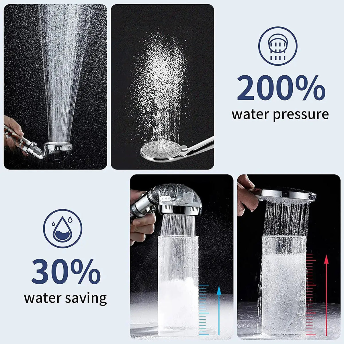 Shower Head | 3 Modes High Pressure With On Off Switch | Mineral Balls Filter Water | Handheld from PriceLows™