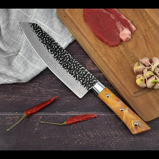 Handmade Damascus Chef Knife handle made of rasin | Damascus Steel | Kitchen Knife | Home