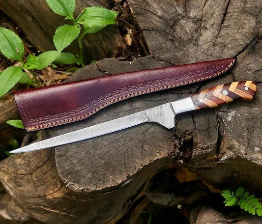 Handmade Damascus Fillet Knife 8” - Precision for Fishing & Kitchen Prep | 13 Inch | Damascus Steel | Home