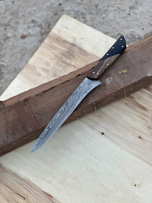 Handmade Damascus Steel Large Fillet Knife Hunting Fishing, Full Tang 13.5 inch (Style 6) | 13.5 Inch | Damascus Steel | Home