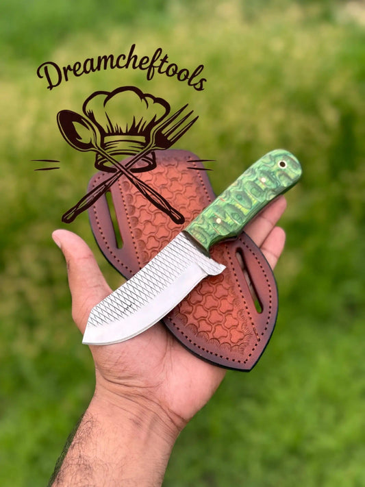 Handmade IWB Knife - 8" Rasp Tool Steel Blade, pakka wood Handle & Leather Sheath | 8 Inch | Steel | cowboy knife