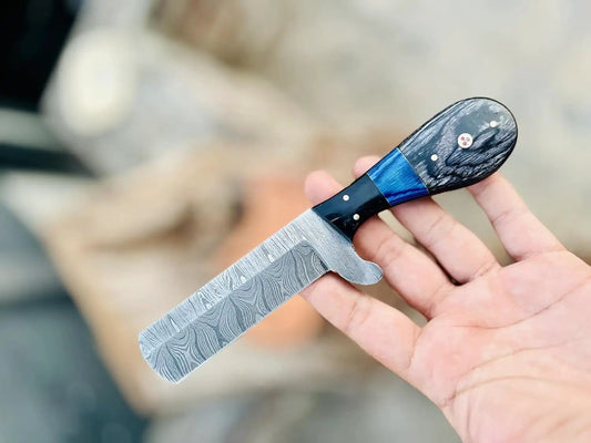 Custom Handmade Bull Cutter Knife - Damascus Steel 4" Blade | BBQ & Meat Knife | 4 Inch | Damascus Steel | Home