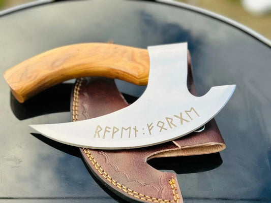 Vikings Pizza Cutter - Custom Handmade 8-Inch J2 Steel Blade with Wooden Handle | 8 Inch | Steel | viking pizza cutter