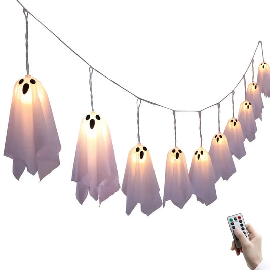 Hanging Ghost Halloween Lights | Solar Powered 10 Pack | PriceLows™